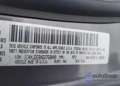 2016 Jeep Compass High Altitude Edition из США, поврежденный, VIN 1C4NJDEBXGD768009